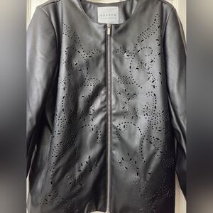 Susan Graver Black Leather Look Jacket
